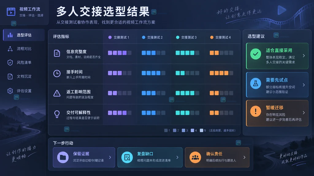 视频工作流交接选型评分卡原创界面说明图
