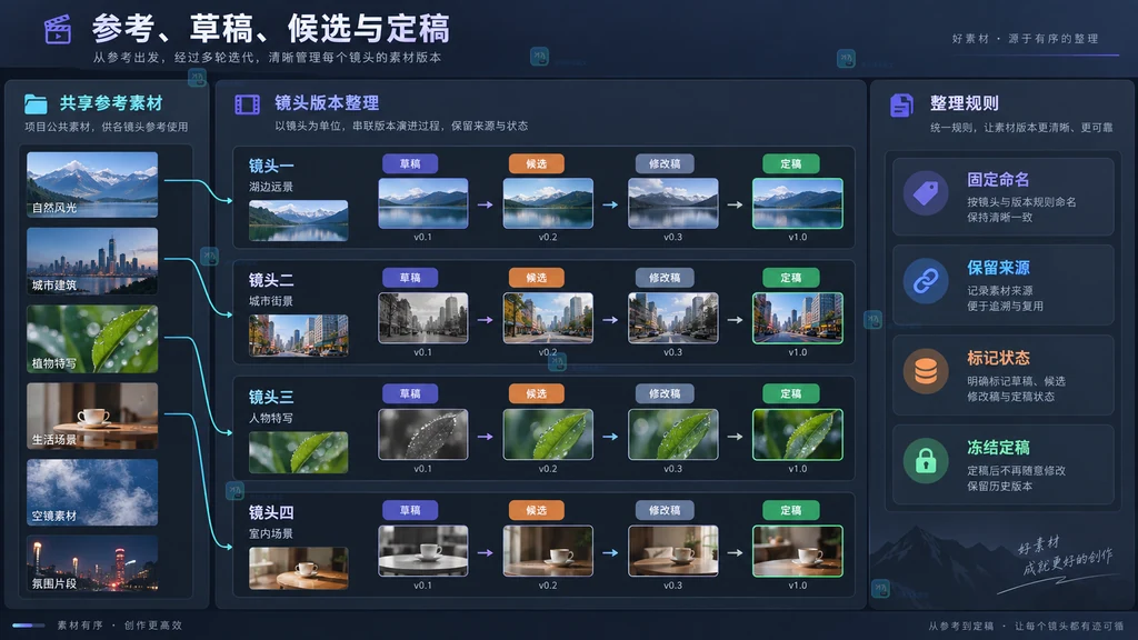 多镜头素材版本整理原创界面说明图