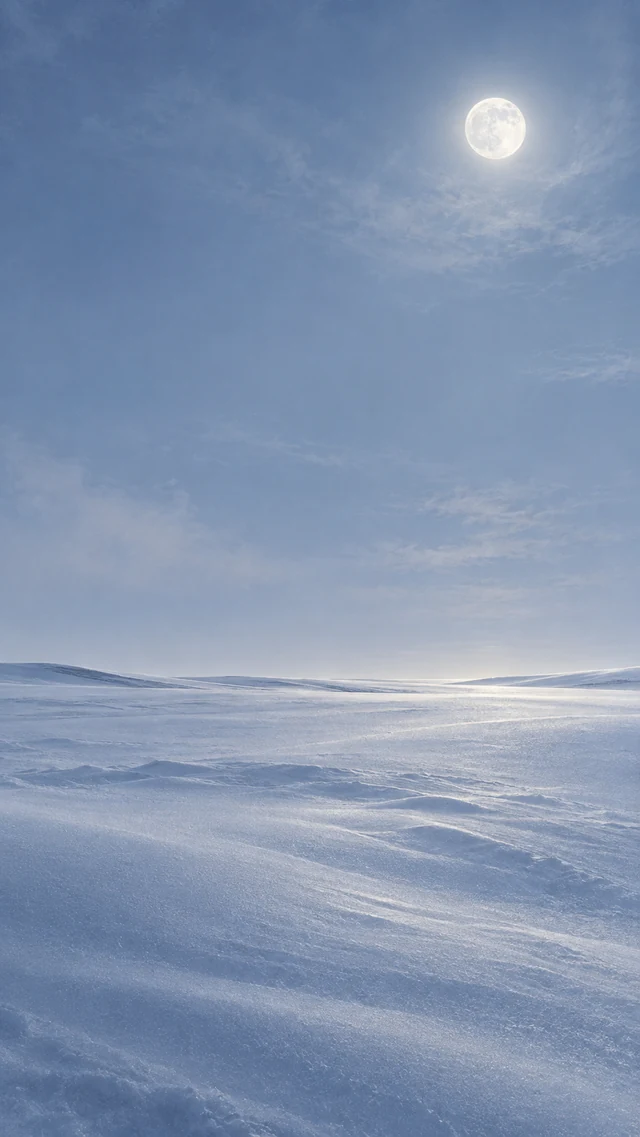 月白雪原手机壁纸如何用极简地平线放置锁屏时间