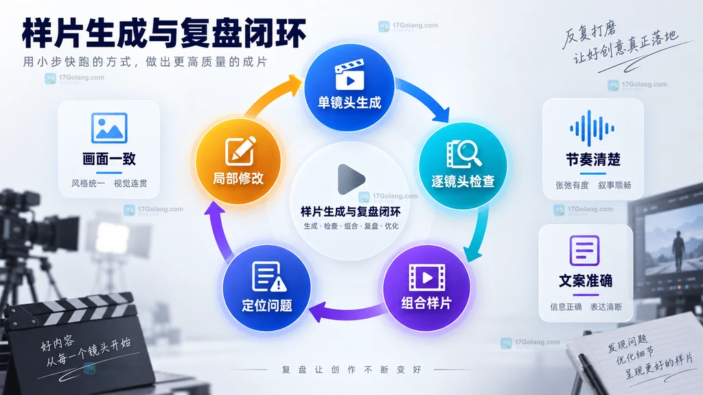 AI样片生成与复盘闭环原创流程图