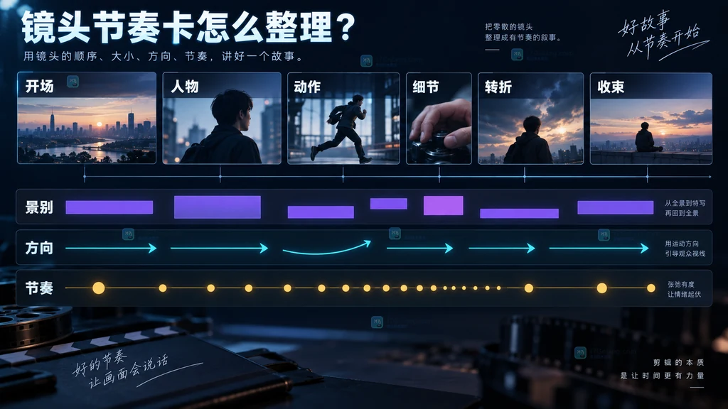 AI成片镜头节奏卡原创教学插画