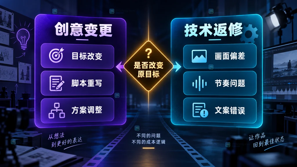 AI成片创意变更与技术返修原创对照图