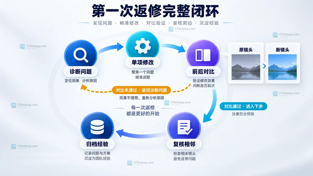 AI视频第一次返修闭环原创流程图