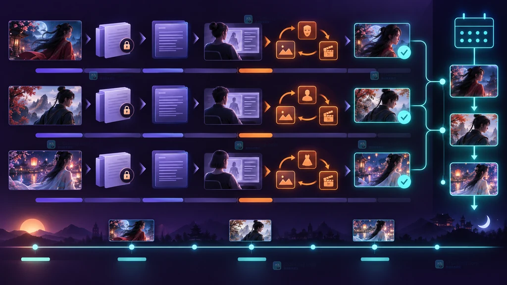短剧周更有效交付节拍与返修负担原创示意图