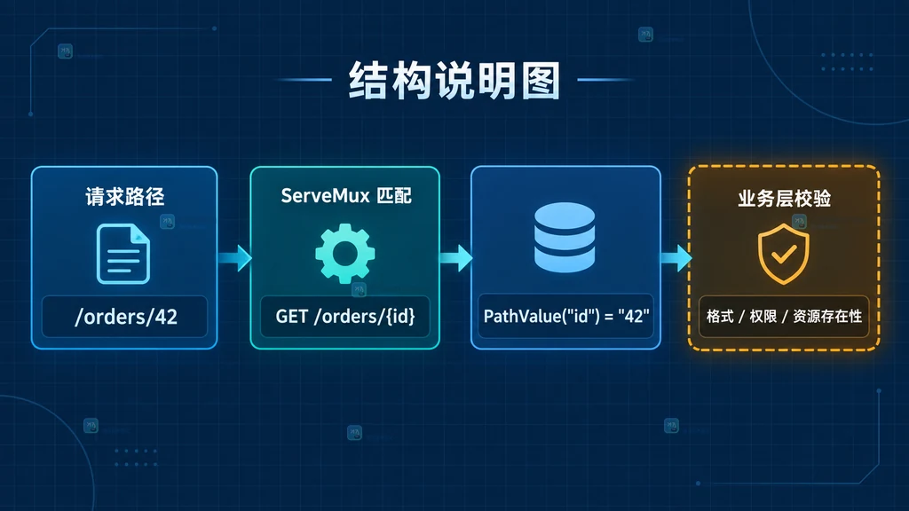 请求路径、PathValue 与业务校验的数据边界说明图
