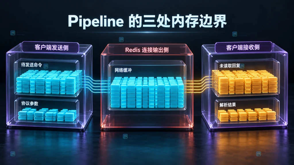 Redis Pipeline 在客户端发送缓冲、服务端回复队列和客户端结果集三处产生内存占用的关系