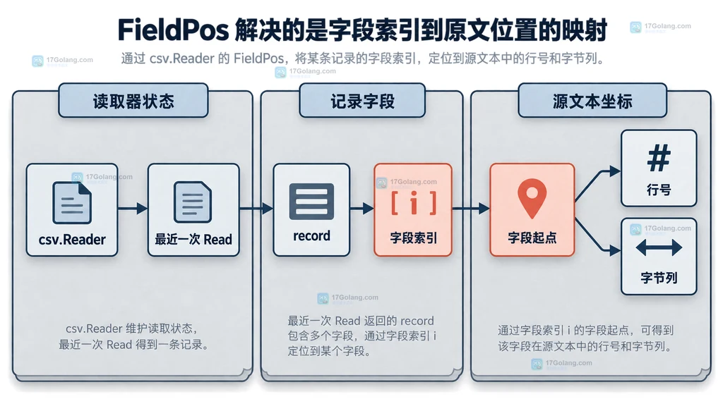 FieldPos 将记录字段索引映射到行号和字节列的静态结构图