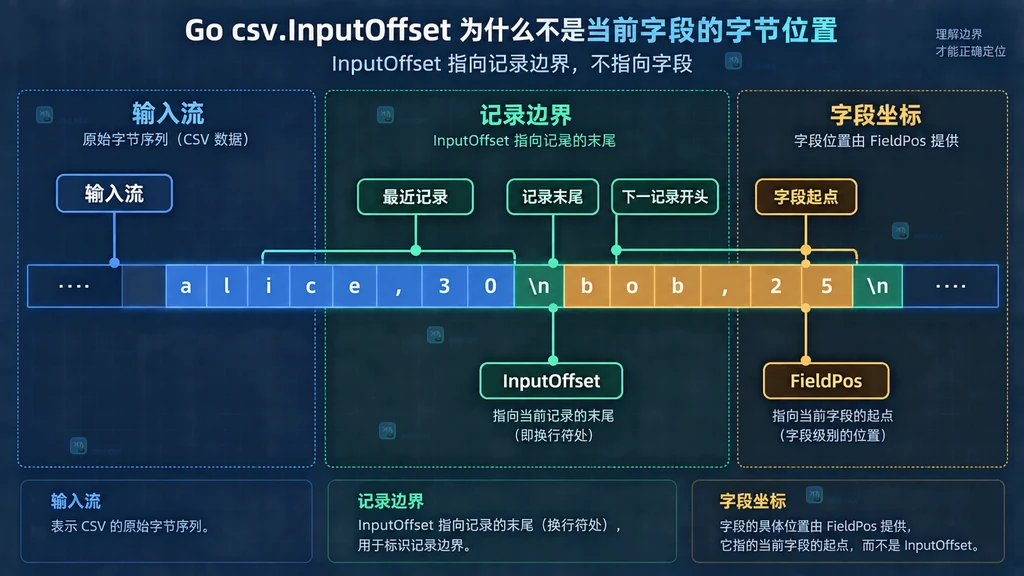 InputOffset 位于最近记录末尾与下一记录开头之间的静态结构图