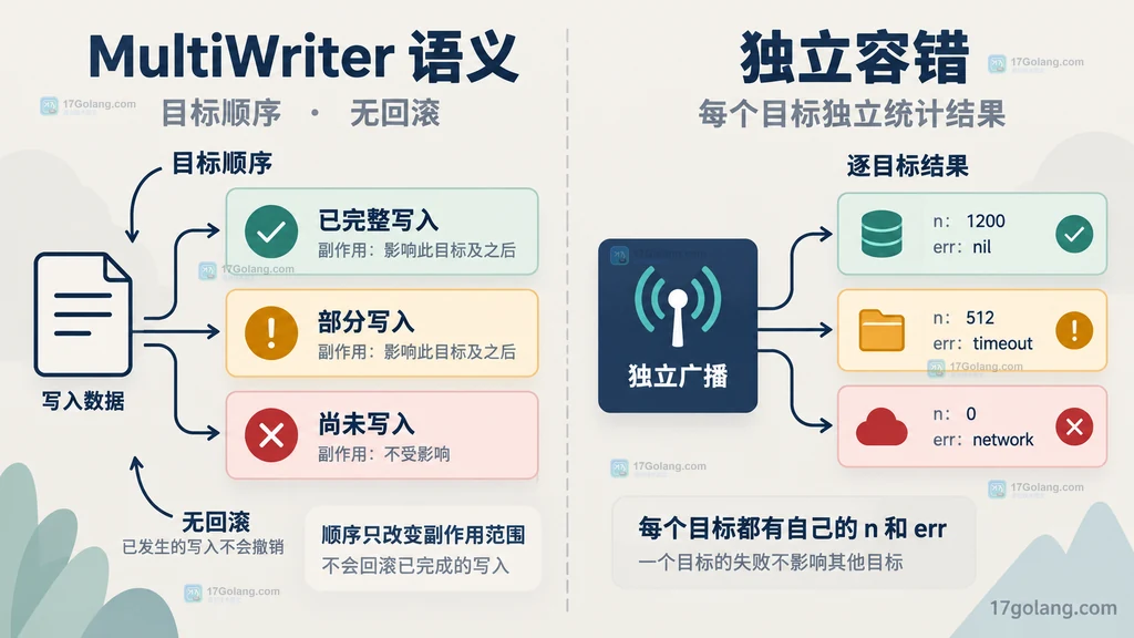 io.MultiWriter 短写后的副作用范围与独立广播替代策略关系图