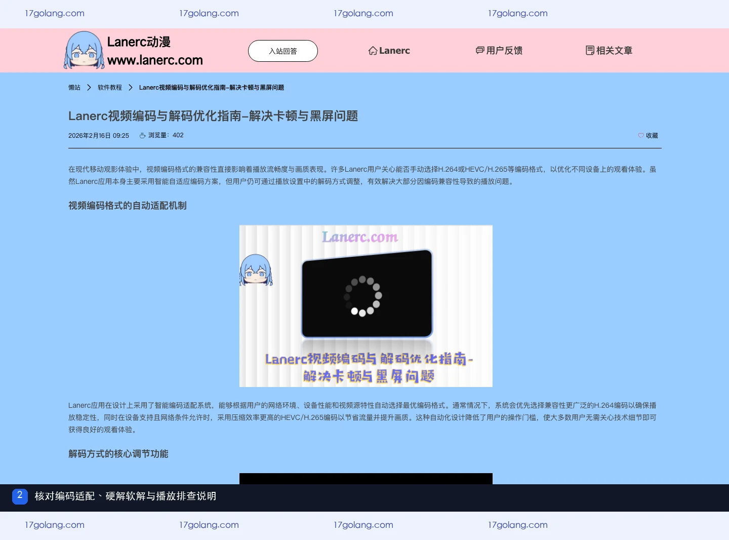 Lanerc视频编码与解码帮助页的硬解软解和缓冲说明