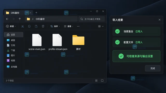 OBS Studio 怎么备份场景集合与配置文件