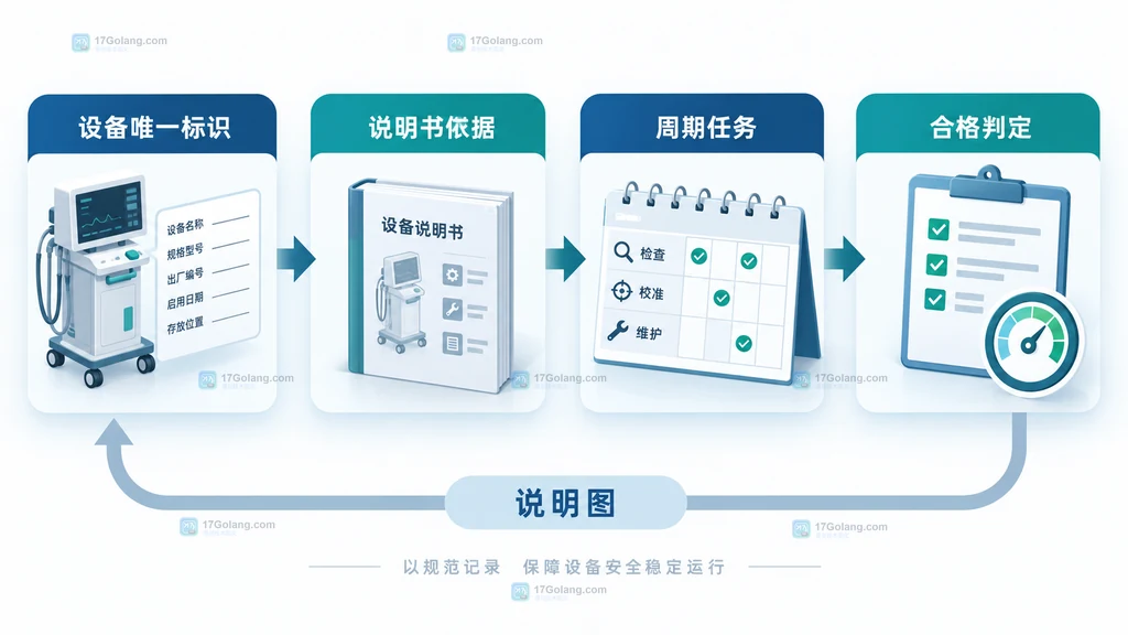 医疗设备安全隐患经过停用隔离、维修记录、复测和放行的异常处置结构图