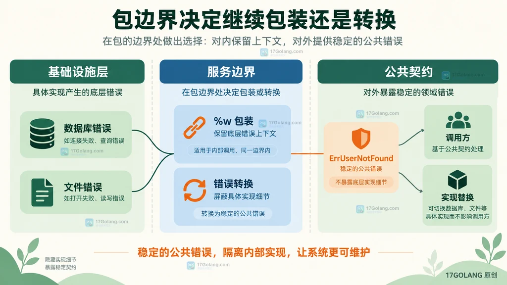 内部错误在包边界转换为稳定公共错误