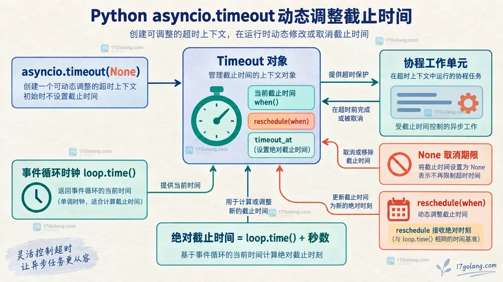 Python asyncio timeout 取消与 TimeoutError 边界静态关系说明图