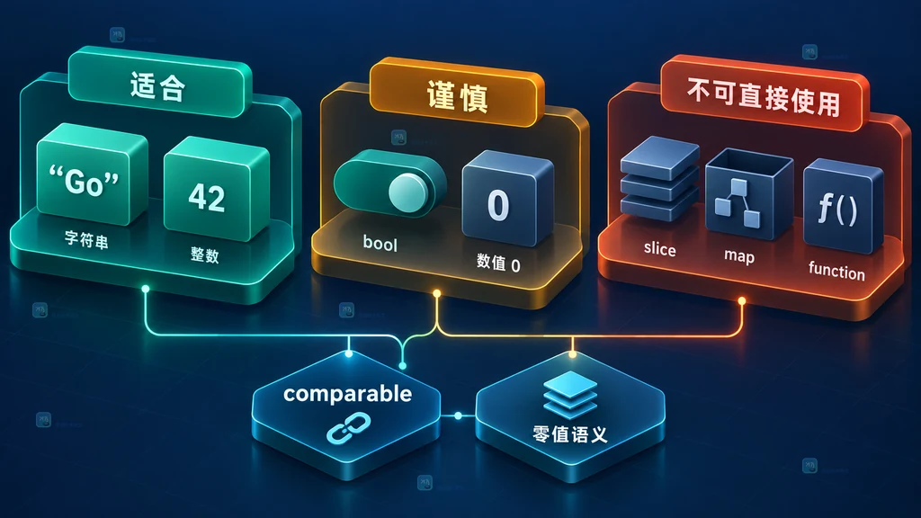 cmp.Or 对 comparable 类型、零值语义和不可直接使用类型的静态关系图
