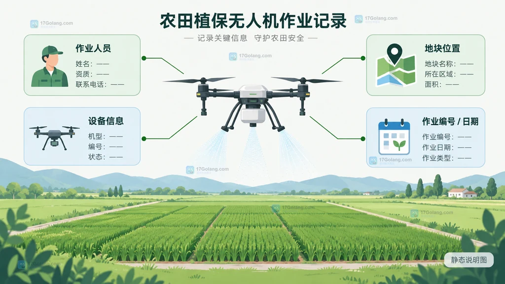 农业植保无人机作业记录中主体、设备、田块和任务编号的四层关系说明图
