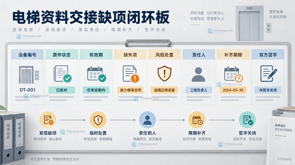 电梯资料交接缺项闭环板信息图