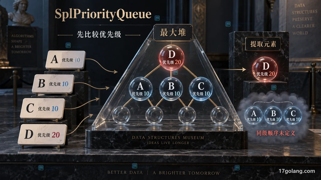 SplPriorityQueue 最大堆中高优先级元素明确靠前而同级元素顺序未定义