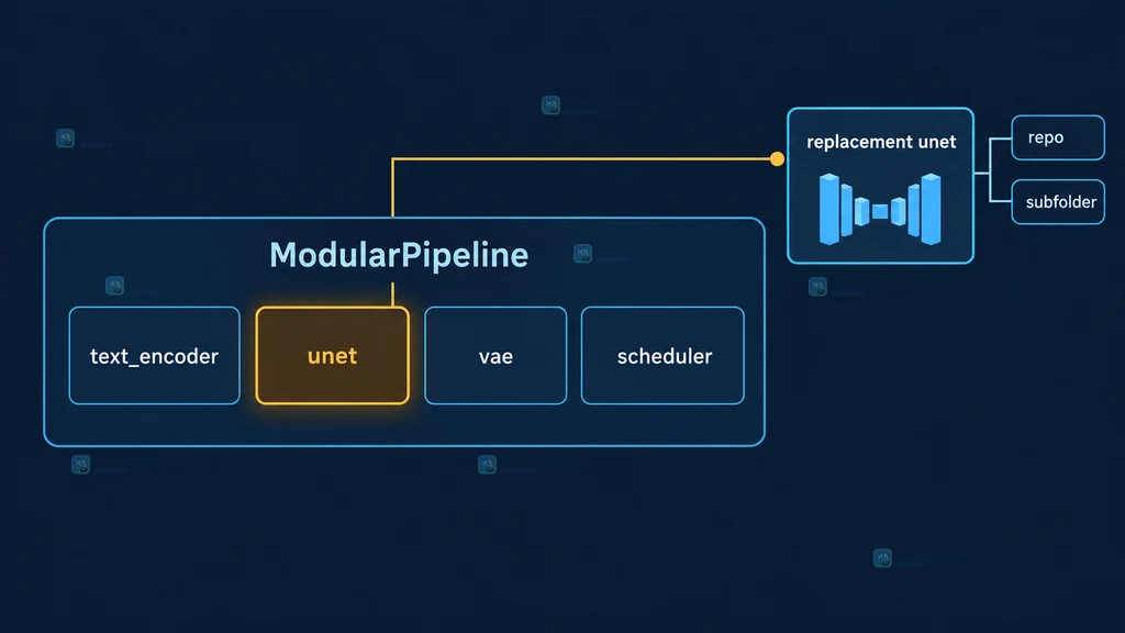 ModularPipeline 组件槽位与外部替换模型关系的原创静态结构图