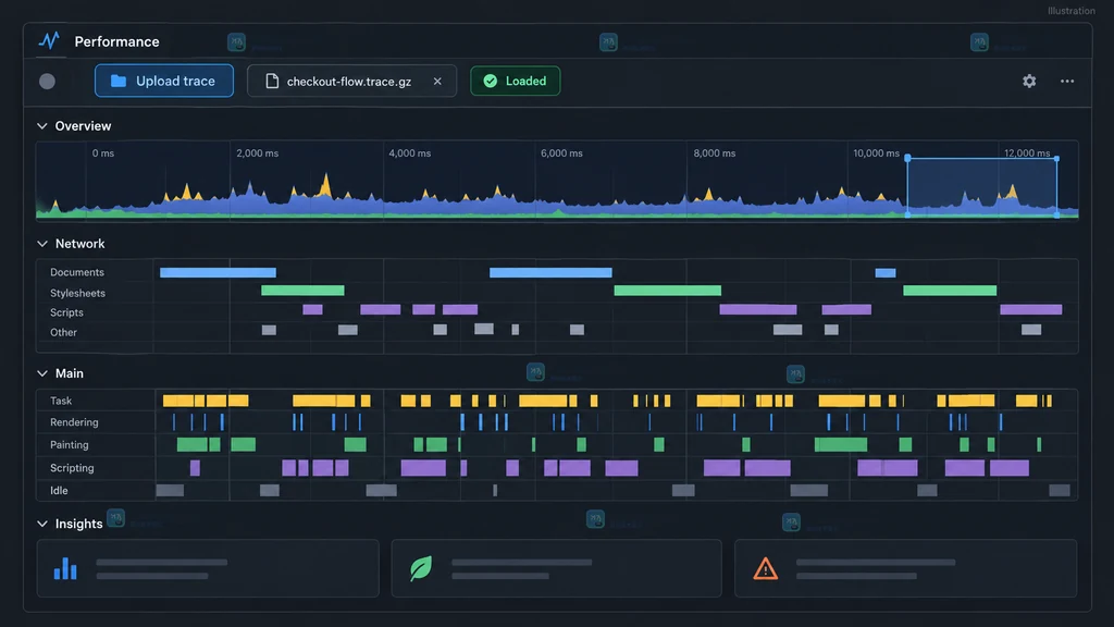 Performance 面板重新载入性能追踪后的原创界面说明图