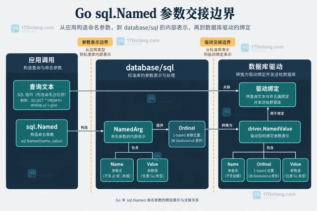 Go sql.Named 怎么让驱动按名称绑定参数