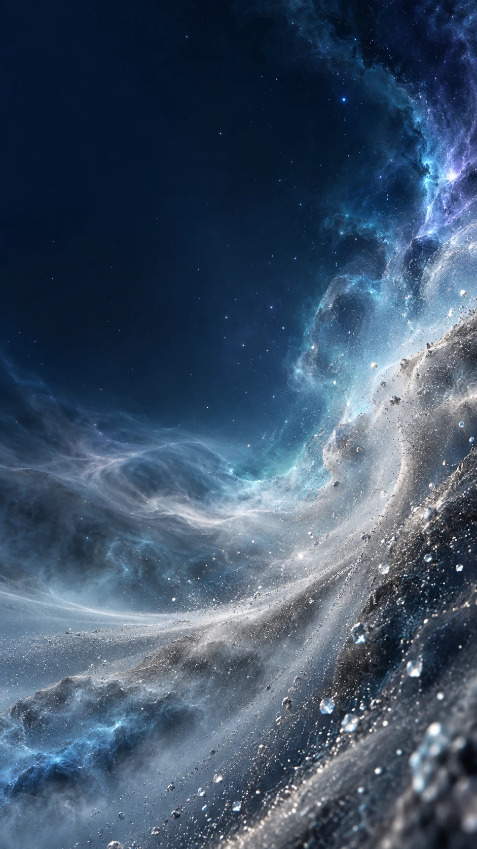 冷蓝侧向宇宙沙暴原创手机壁纸变体