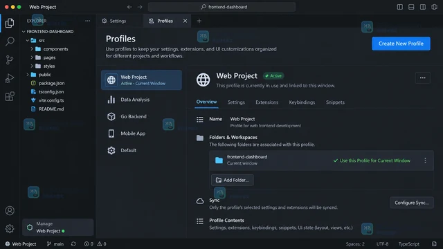 VS Code 创建项目专用 Profile 并只同步需要的配置