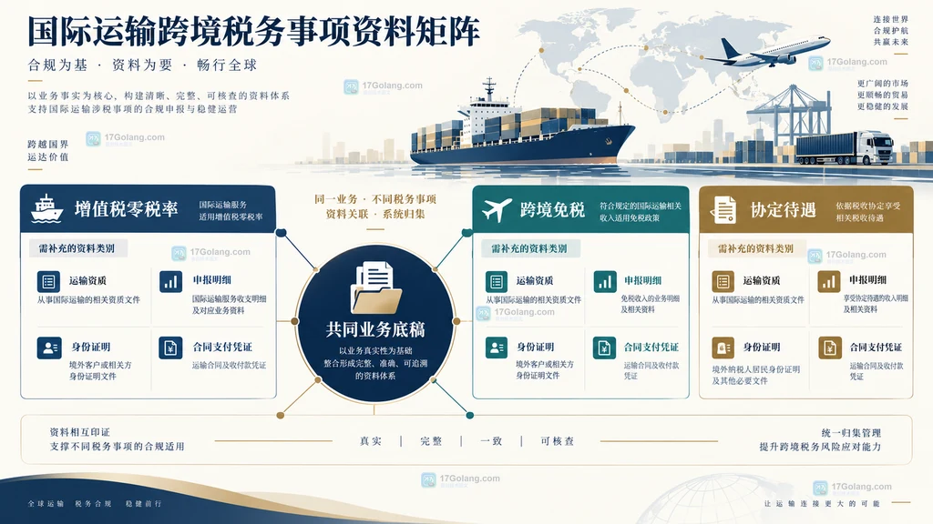 国际运输增值税零税率免税与非居民协定待遇资料分类矩阵原创图