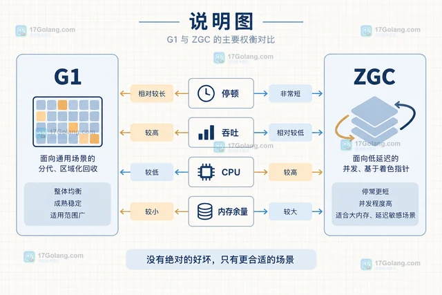 G1 与 ZGC 选择不只看停顿：吞吐和内存余量怎么算