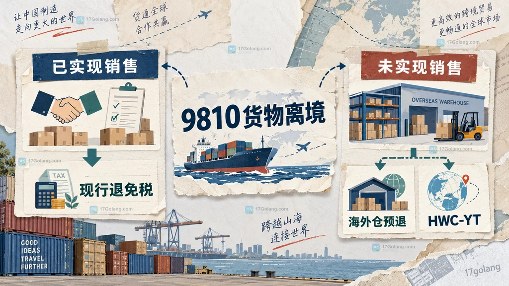 9810海外仓货物离境后按已销售和未销售状态分流申报的原创说明图