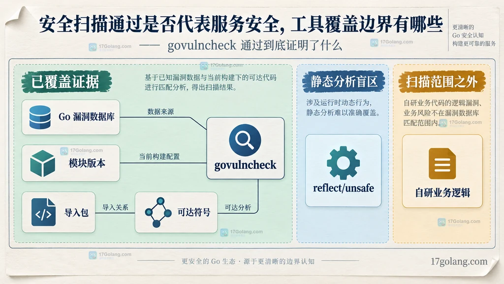 govulncheck 漏洞数据库、模块版本、可达符号和分析盲区静态关系图