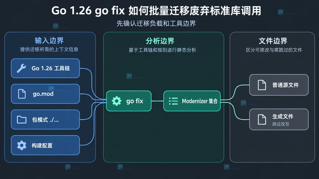 Go 代码库、go.mod、包模式、go fix 和 modernizer 分析边界