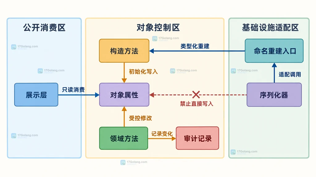 PHP 非对称属性可见性的读取区、写入区与继承区静态关系图