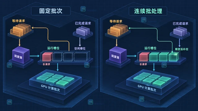 推理服务连续批处理怎样减少 GPU 空转
