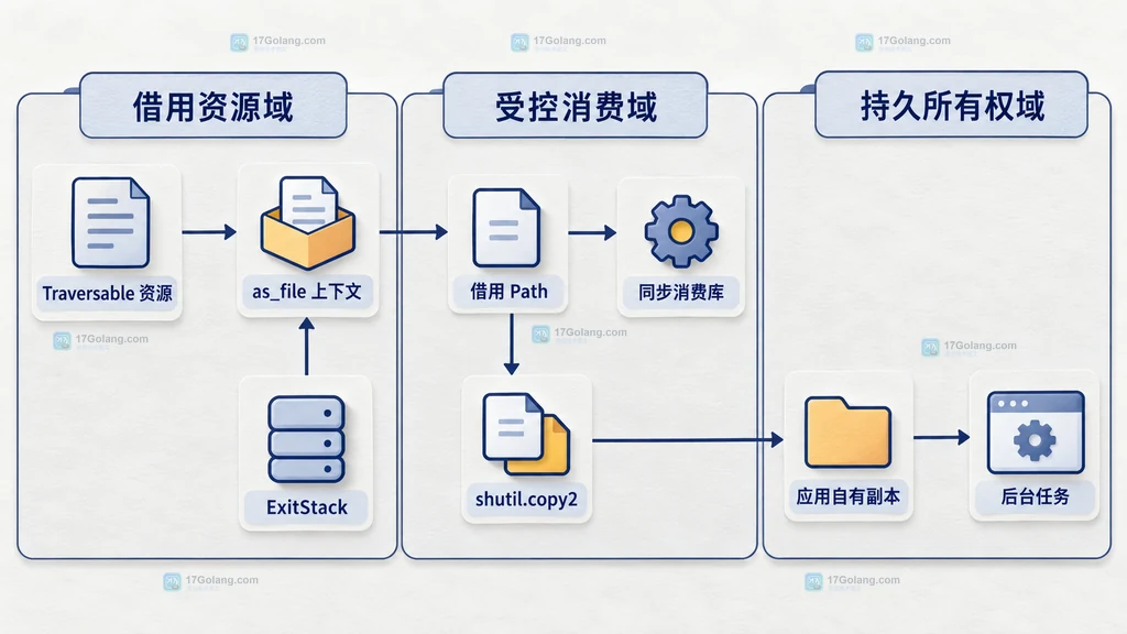 包资源、Traversable、as_file 上下文和临时路径之间的静态关系