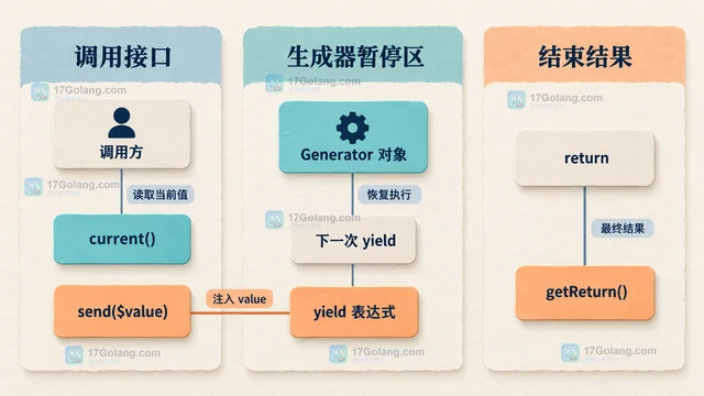 PHP 生成器如何双向传值并接收最终返回值