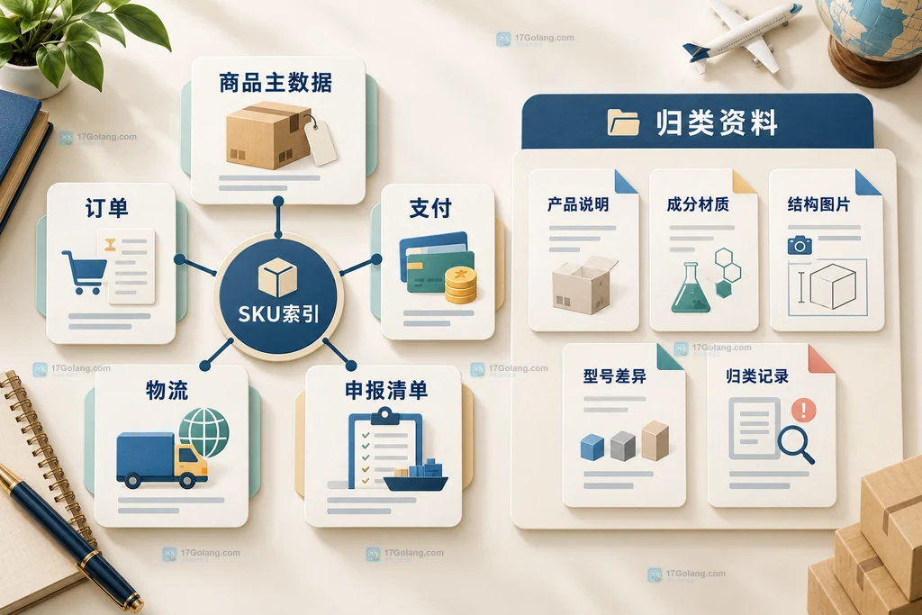 跨境电商商品主数据与申报清单交叉核对说明图