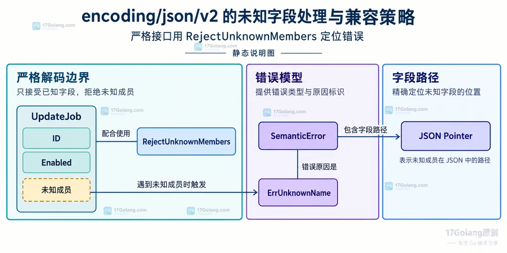 encoding/json/v2 Envelope、Version 与 embedded fallback 承接扩展成员的关系