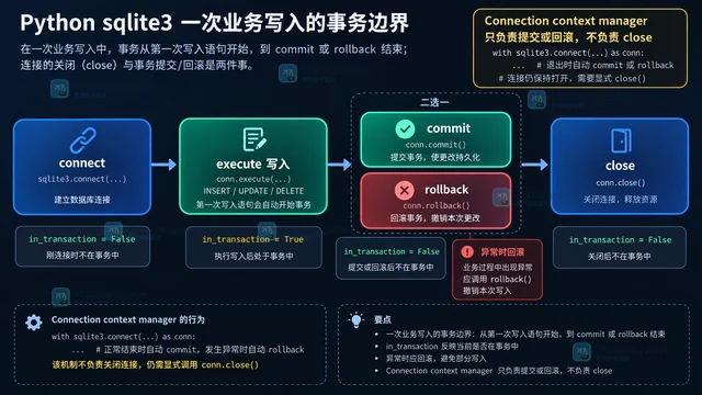 Python sqlite3 事务模式与自动提交边界