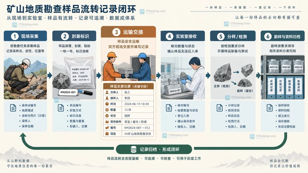 矿山地质勘查样品唯一编号与现场记录的结构关系图