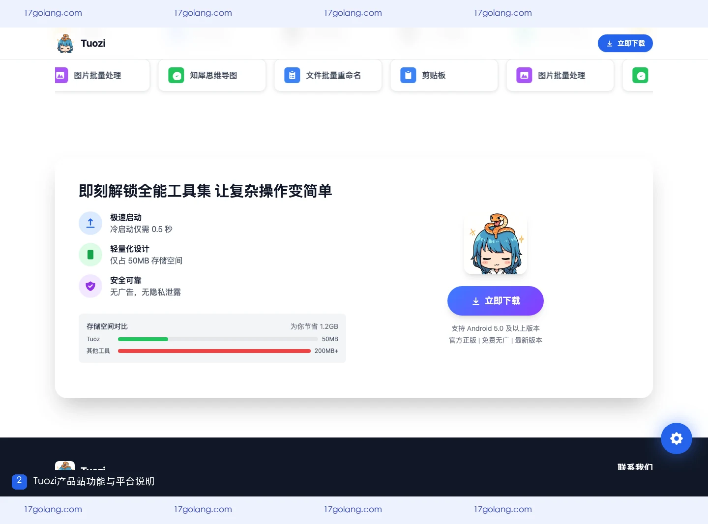 Tuozi产品站公开展示的功能与平台信息