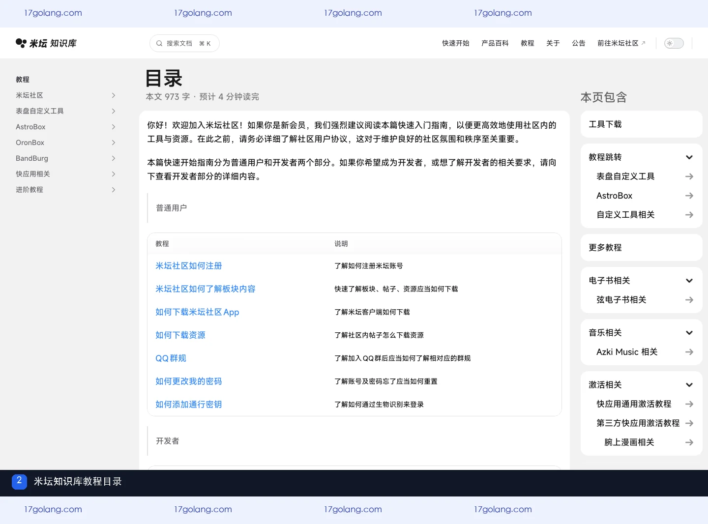 米坛知识库教程与产品百科目录