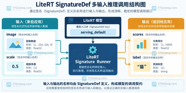 LiteRT SignatureDef 多输入模型怎么按签名准备推理张量