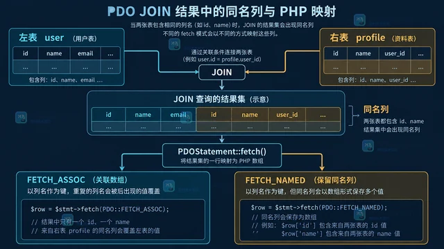 PHP PDO 查询有同名列时怎么用 FETCH_NAMED 保留全部值