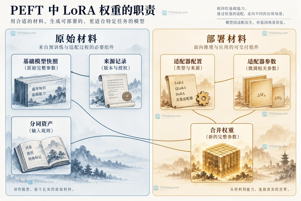 基础模型、适配器和合并交付物的职责边界