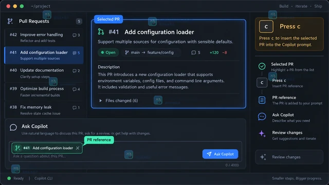 GitHub Copilot CLI 怎样在终端查看 PR