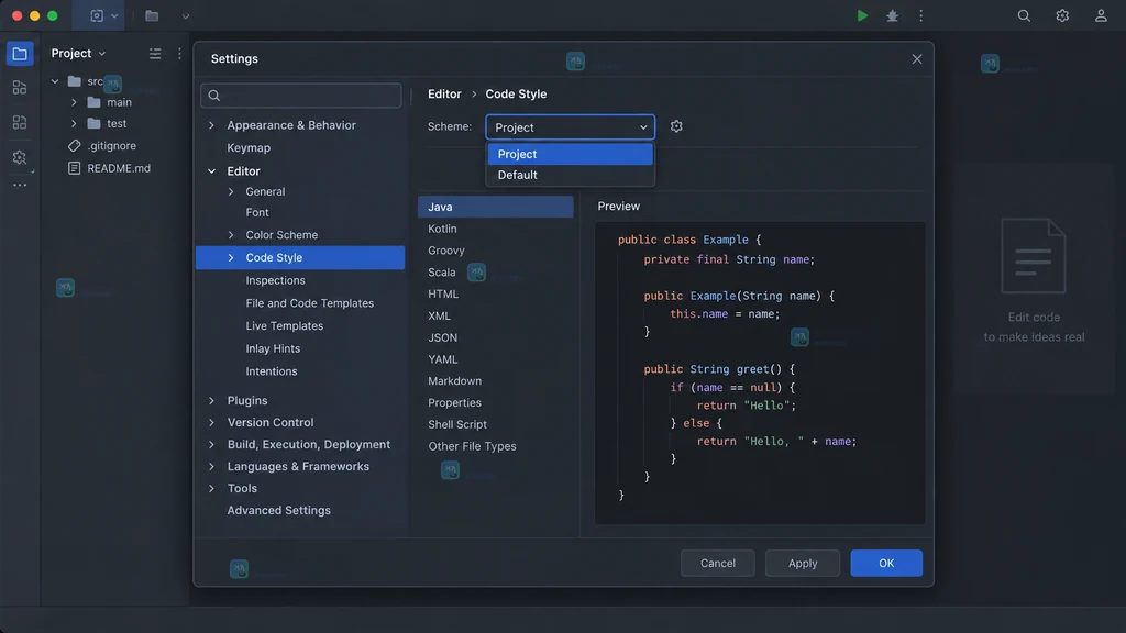 JetBrains 风格 IDE 中保存并共享 .idea/codeStyles 的原创结果验收说明图