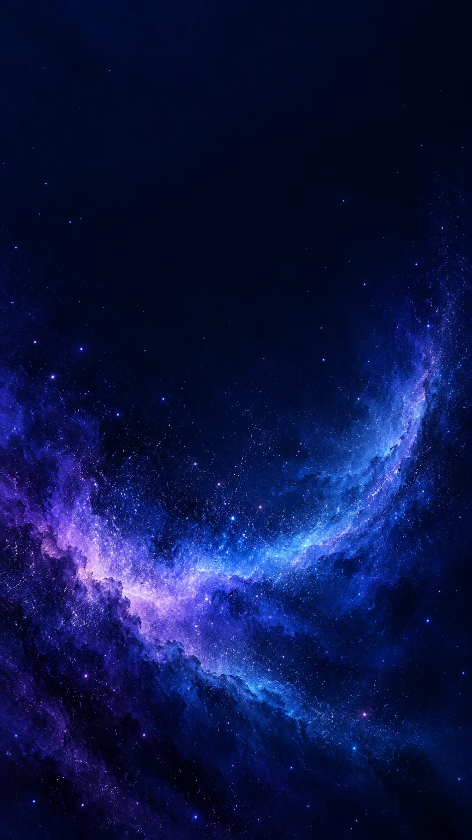 午夜靛蓝星尘手机壁纸变体,弧形星尘带从左下延伸到右中部