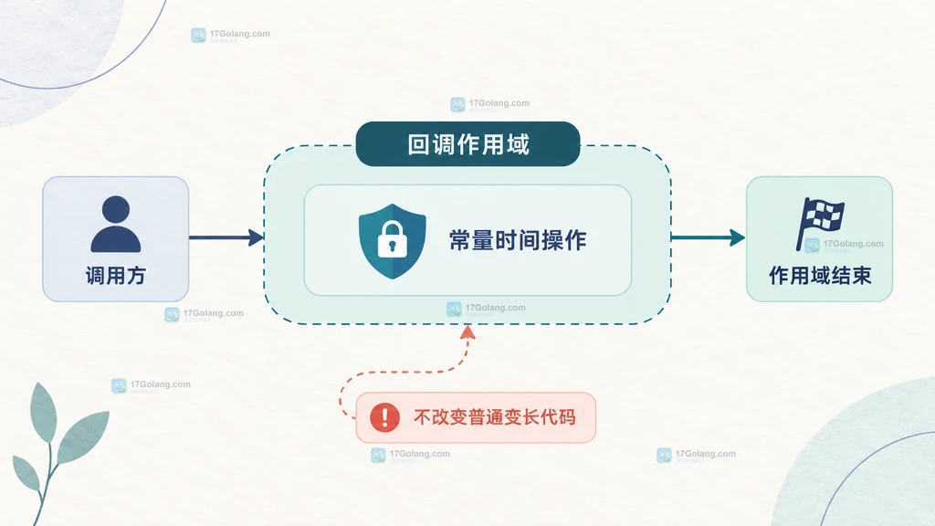 Go WithDataIndependentTiming 回调作用域包住常量时间操作的静态结构图
