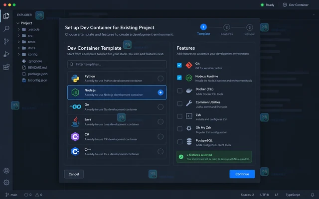 VS Code 怎样为已有项目添加 Dev Container 配置